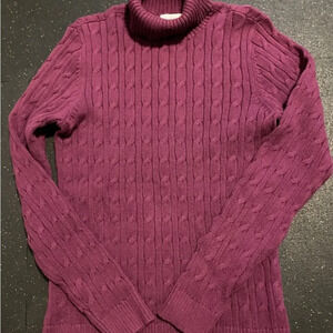 Charter Club NWT Women's Fuchsia Cable Knit Turtleneck Sweater Size Medium